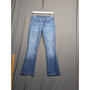 7 For All Mankind Women Denim Jeans 26 Solid Bue Flared